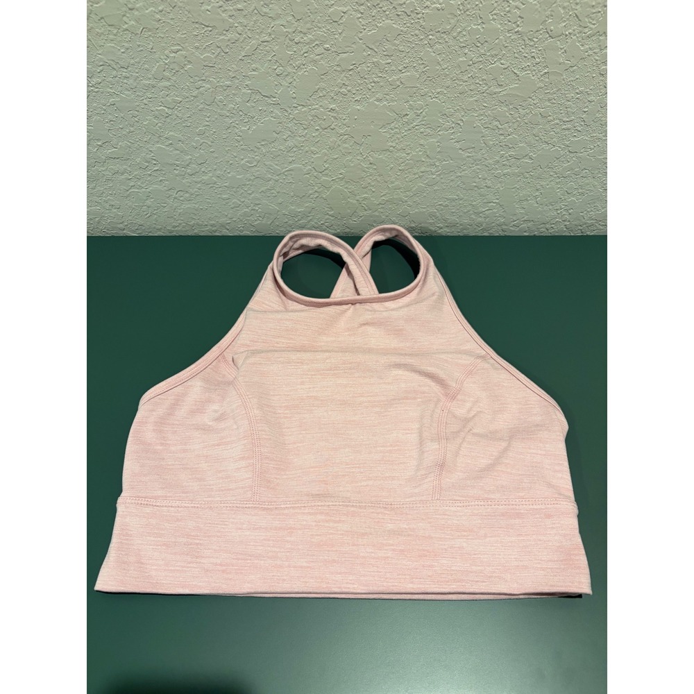 JoyLab Womens High Neck Sports Bra Pink Heathered Racerback Keyhole Medium